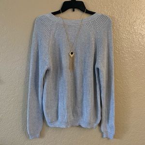 LuLu’s | KNIT GRAY OPEN BACK SWEATER | SMALL | NWT